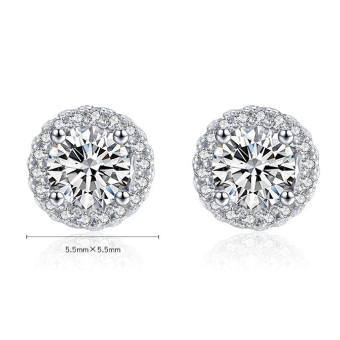 Brinco Prata Redondo Cristal de Zircônia