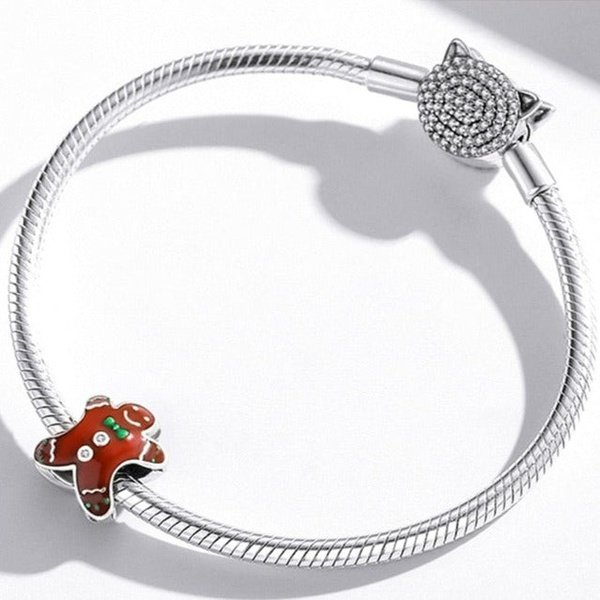 Berloque de Natal Boneco de Bolacha Prata