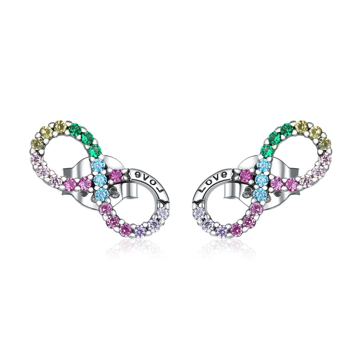 Brinco Infinito Colorido Prata