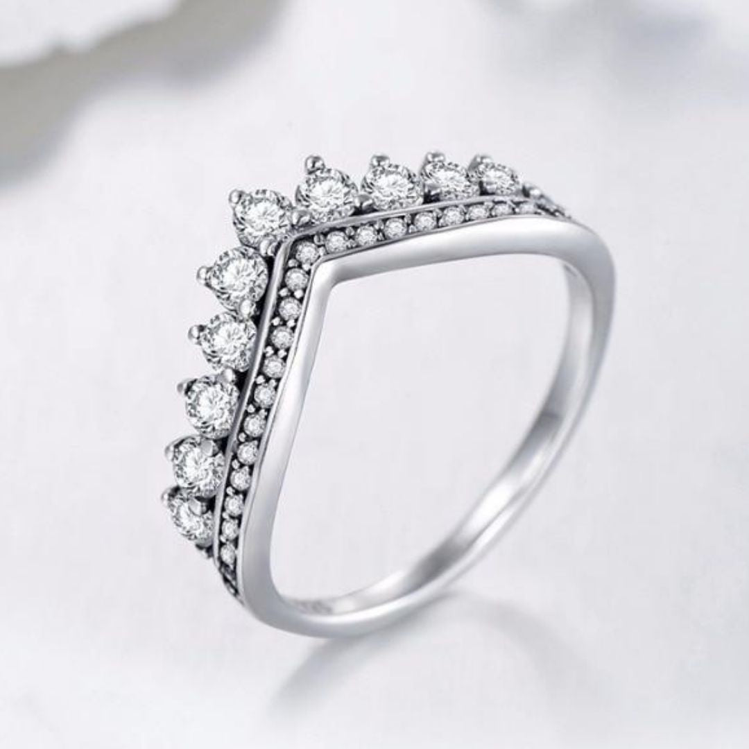 Anel Prata Coroa de Zircônias