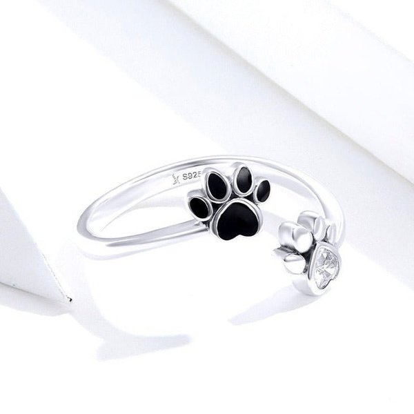 Anel Prata Ajustável Patinhas