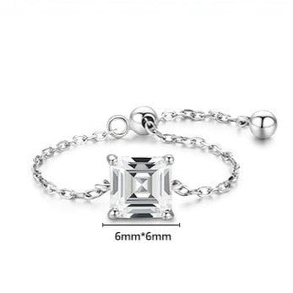 Anel Prata Corrente Ajustável