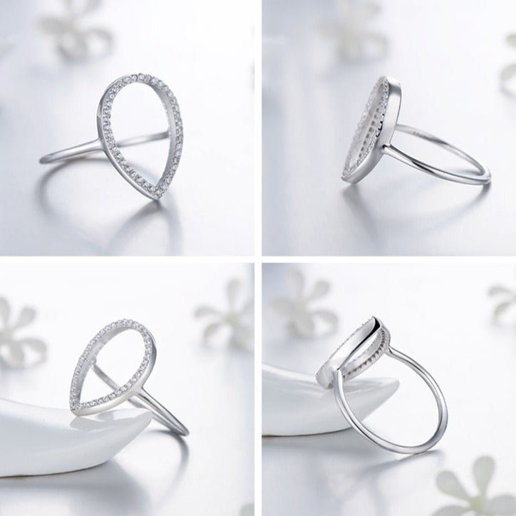 Anel Prata Gota de Zircônia