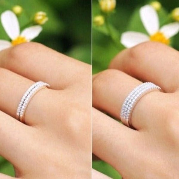 Anel Prata Aparador com Cravejado de Zircônia