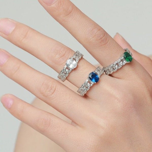 Anel Prata Solitário Cadeia de Zircônias