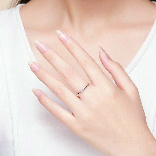 Anel Solitário Prata com Zircônia Coração