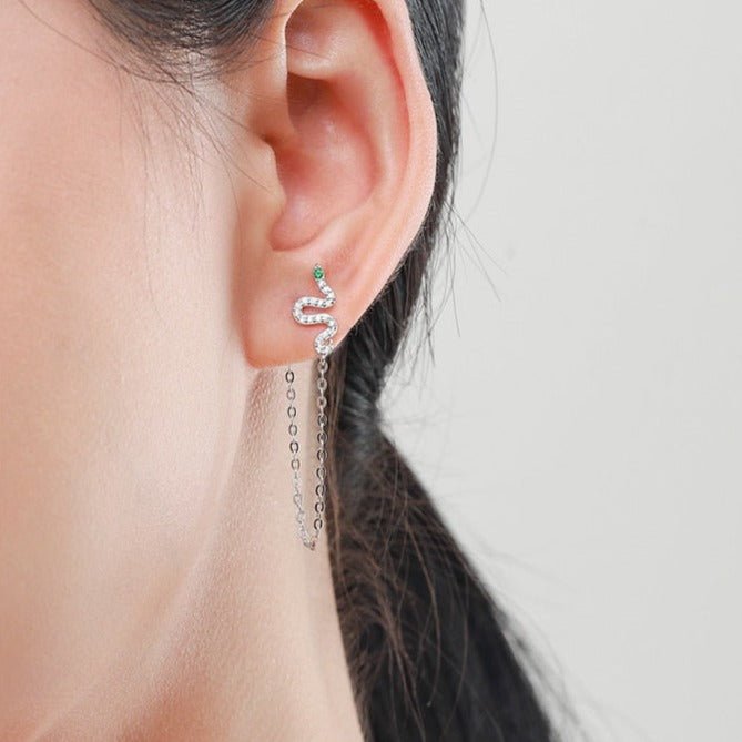 Brinco Correntinha Cobra Prata