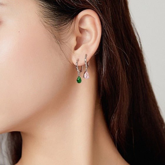 Brinco Prata Argola com Gota de Zircônia