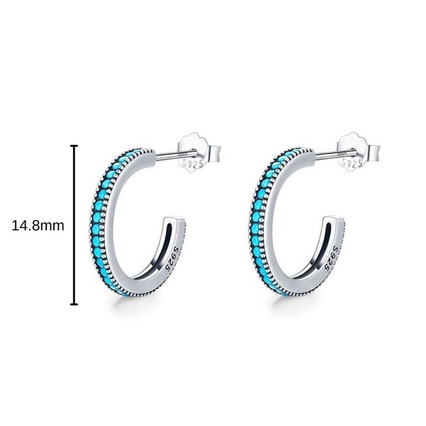 Brinco Prata Argolinha Turquesa Vintage