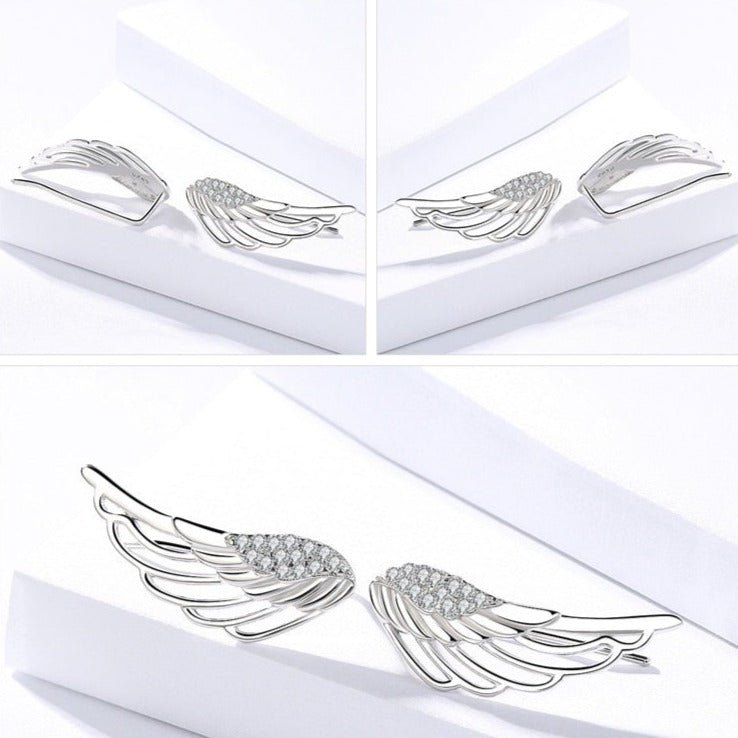 Brinco Prata Asas com Zircônia