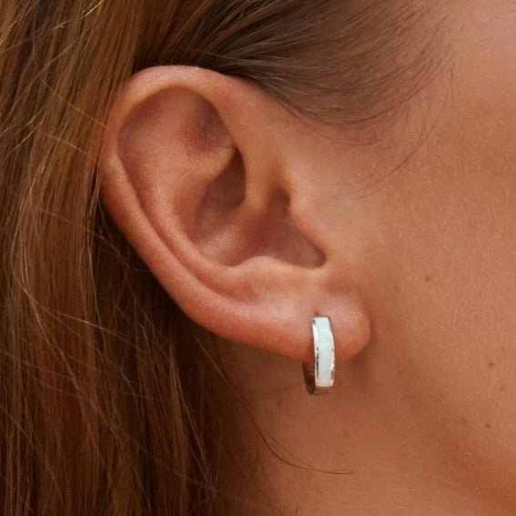 Brinco Prata de Argola em Opala