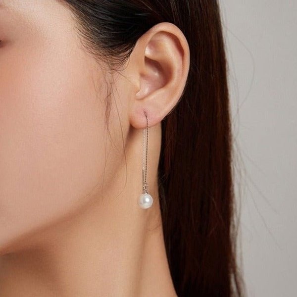 Brinco Prata Longo de Pérola