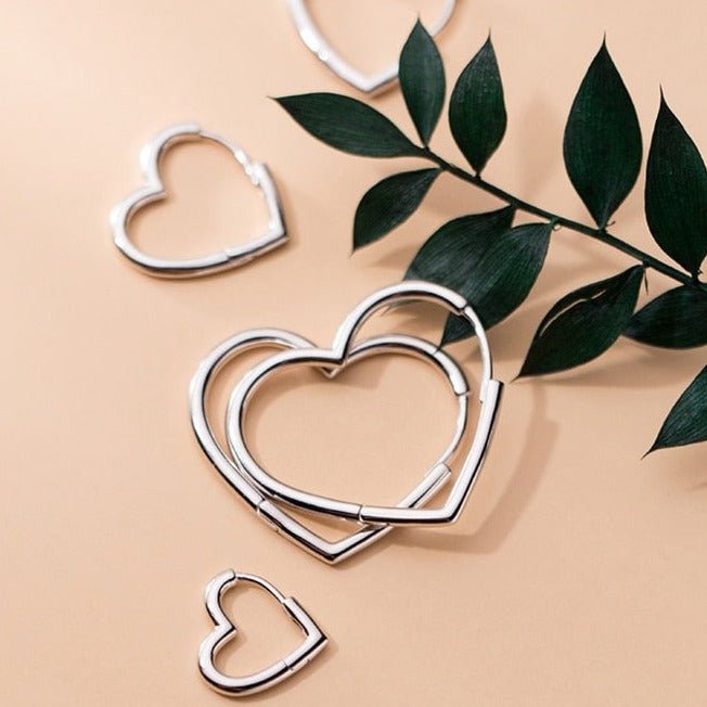 Brincos Prata de Argola Coração