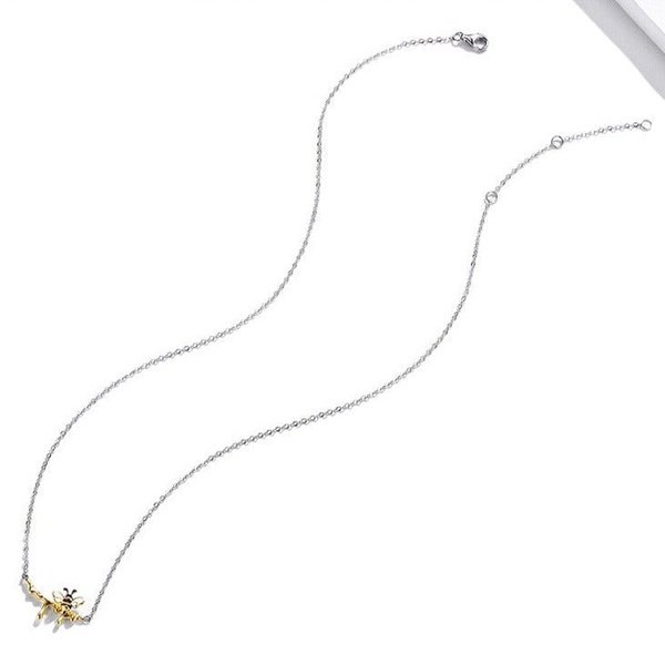 Colar Abelha e Mel Prata