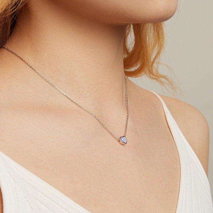 Colar Coração de Opala Prata