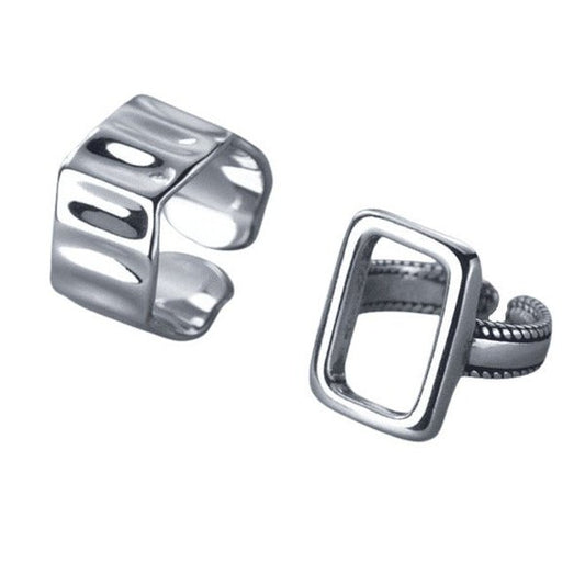 Anel de Prata Ajustável Geométrico