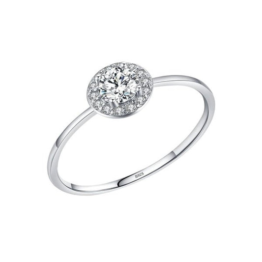 Anel Solitário de Zircônia Glow Prata