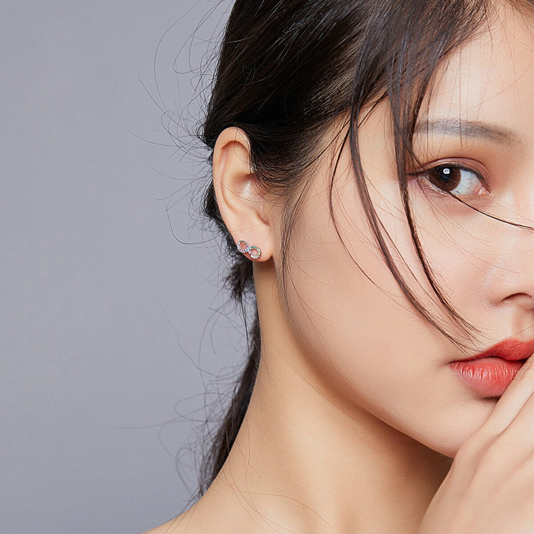 Brinco Infinito Colorido Prata