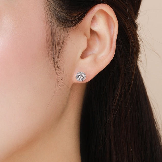 Brinco Prata Redondo Cristal de Zircônia