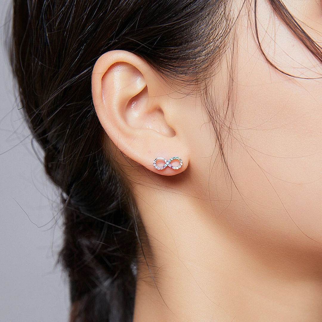 Brinco Infinito Colorido Prata