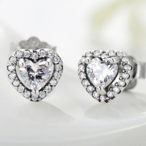 Brinco Prata Coração de Zircônia