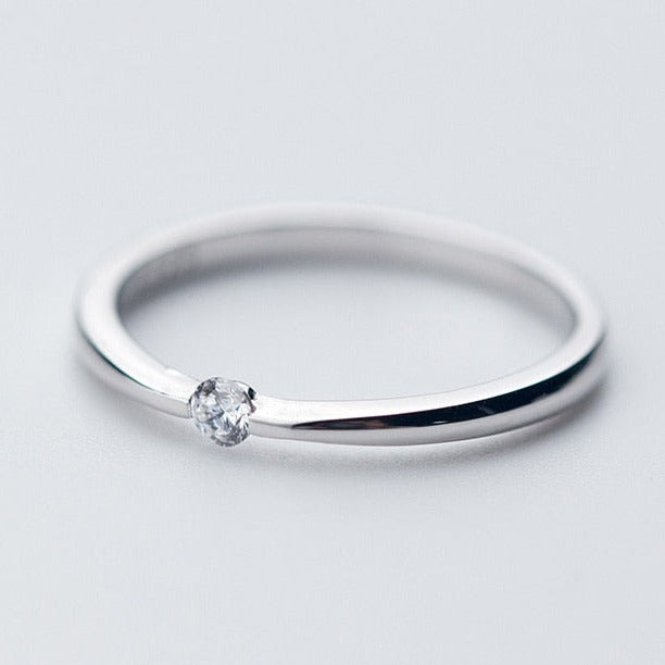 Anel Ponto de Zircônia Prata