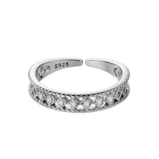 Anel Ajustável Triângulos de Zircônia Prata