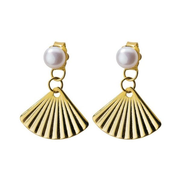 Brinco Dourado Pérola e Pingente