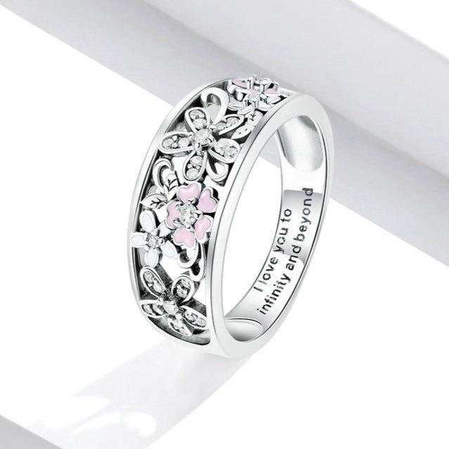 Anel Flores Infinity Love Prata