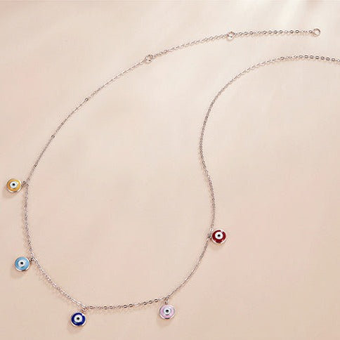 Colar Olho Grego Colors Prata