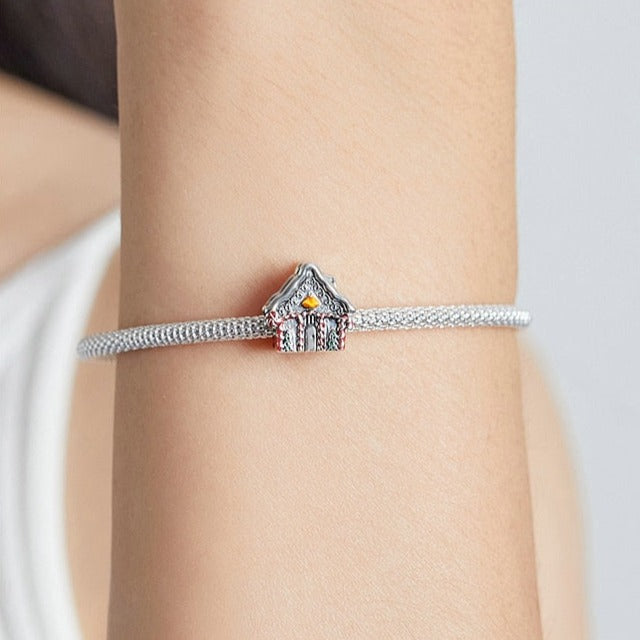 Berloque de Natal Casa do Papai Noel Prata