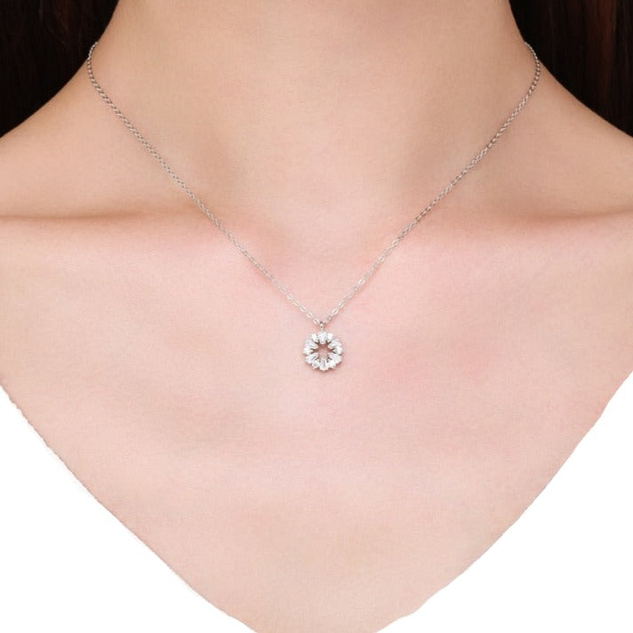 Colar de Natal Floco de Neve de Zircônia Prata