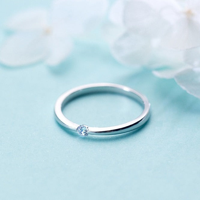 Anel Ponto de Zircônia Prata