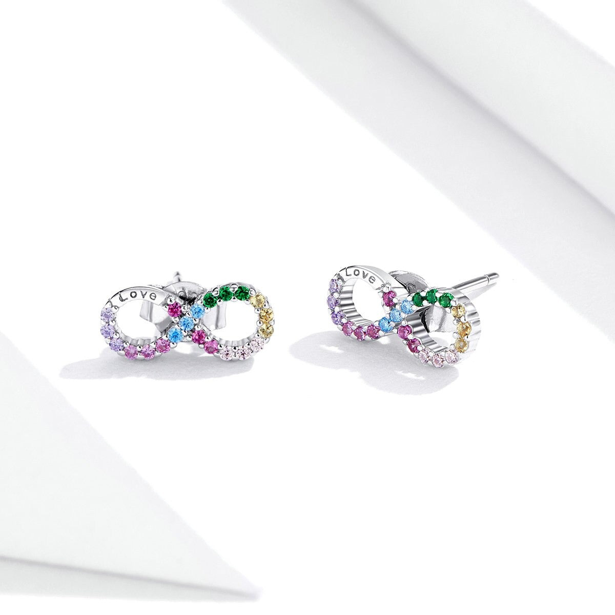 Brinco Infinito Colorido Prata