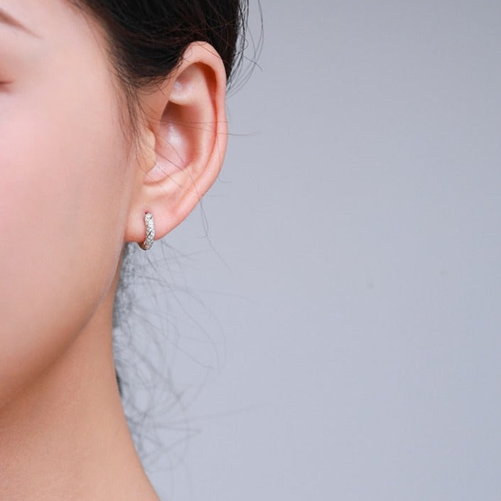 Brinco Argola de Prata Torcido com Zircônias