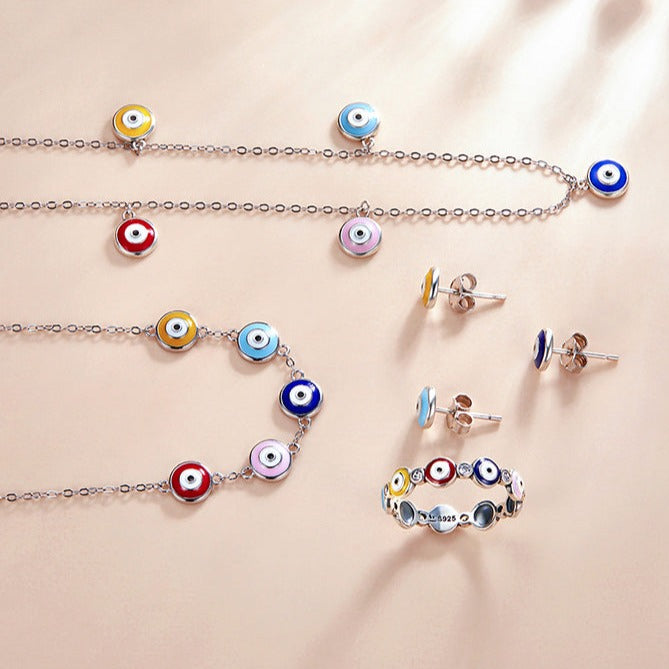 Colar Olho Grego Colors Prata