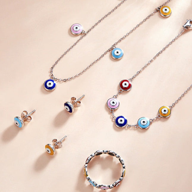 Colar Olho Grego Colors Prata