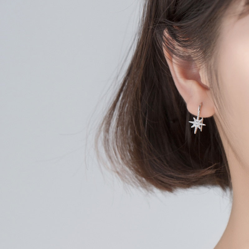 Brinco de Natal Estrela Prata