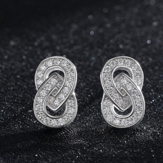 Brinco em Gota Duplo com Zircônia Prata