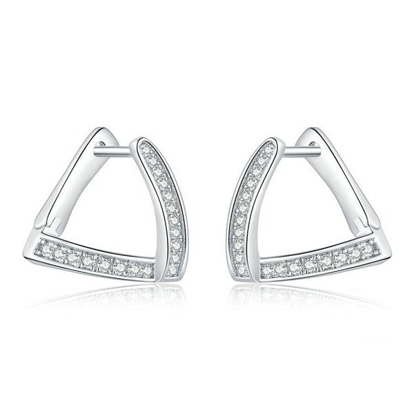 Brinco de Prata Triangular com Zircônias