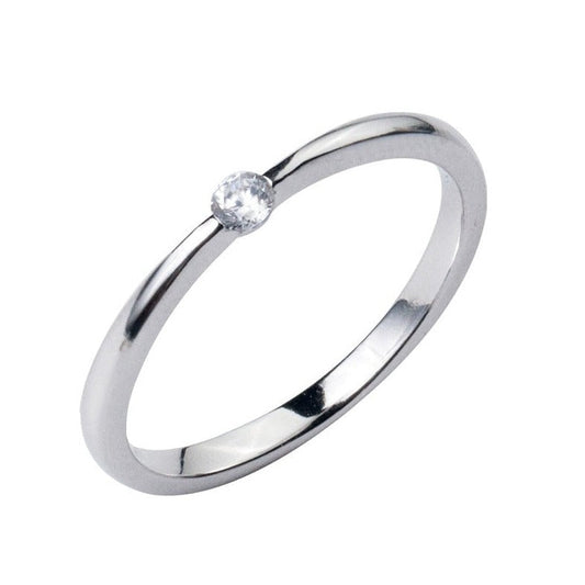 Anel Ponto de Zircônia Prata
