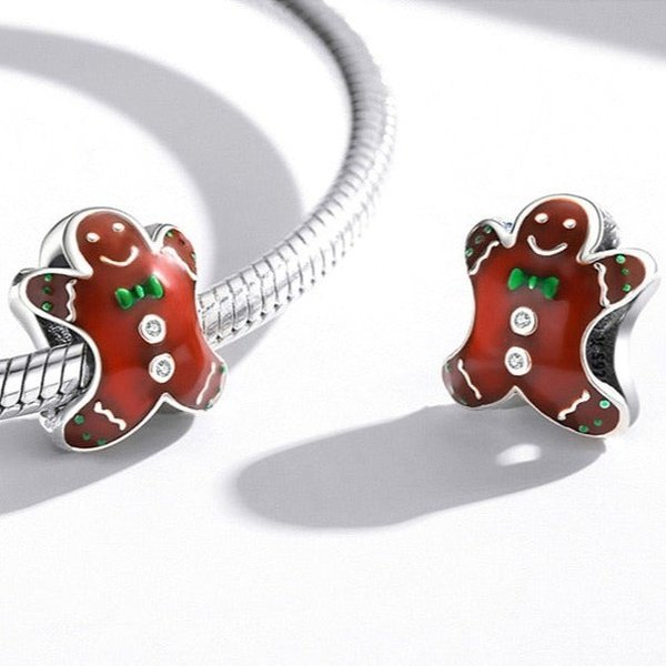 Berloque de Natal Boneco de Bolacha Prata