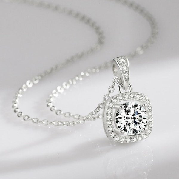 Colar Pingente de Zircônia Elegante Prata