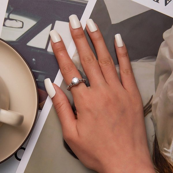 Anel Solitário Luxury Vintage Prata