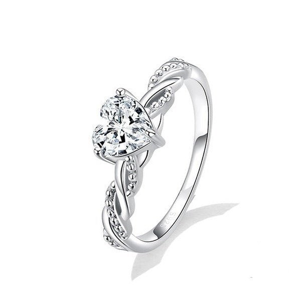 Anel Solitário Coração Romantic Love Prata