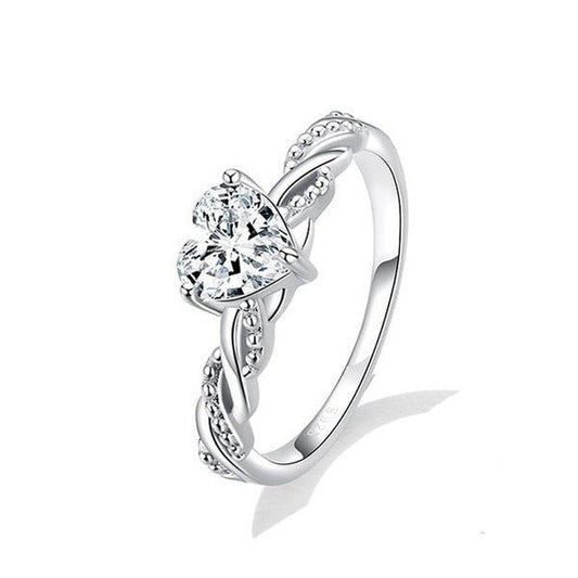Anel Solitário Coração Romantic Love Prata
