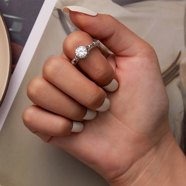 Anel Solitário Luxury Vintage Prata