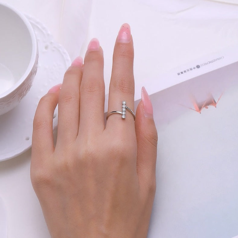 Anel com Sequência de Zircônia Prata