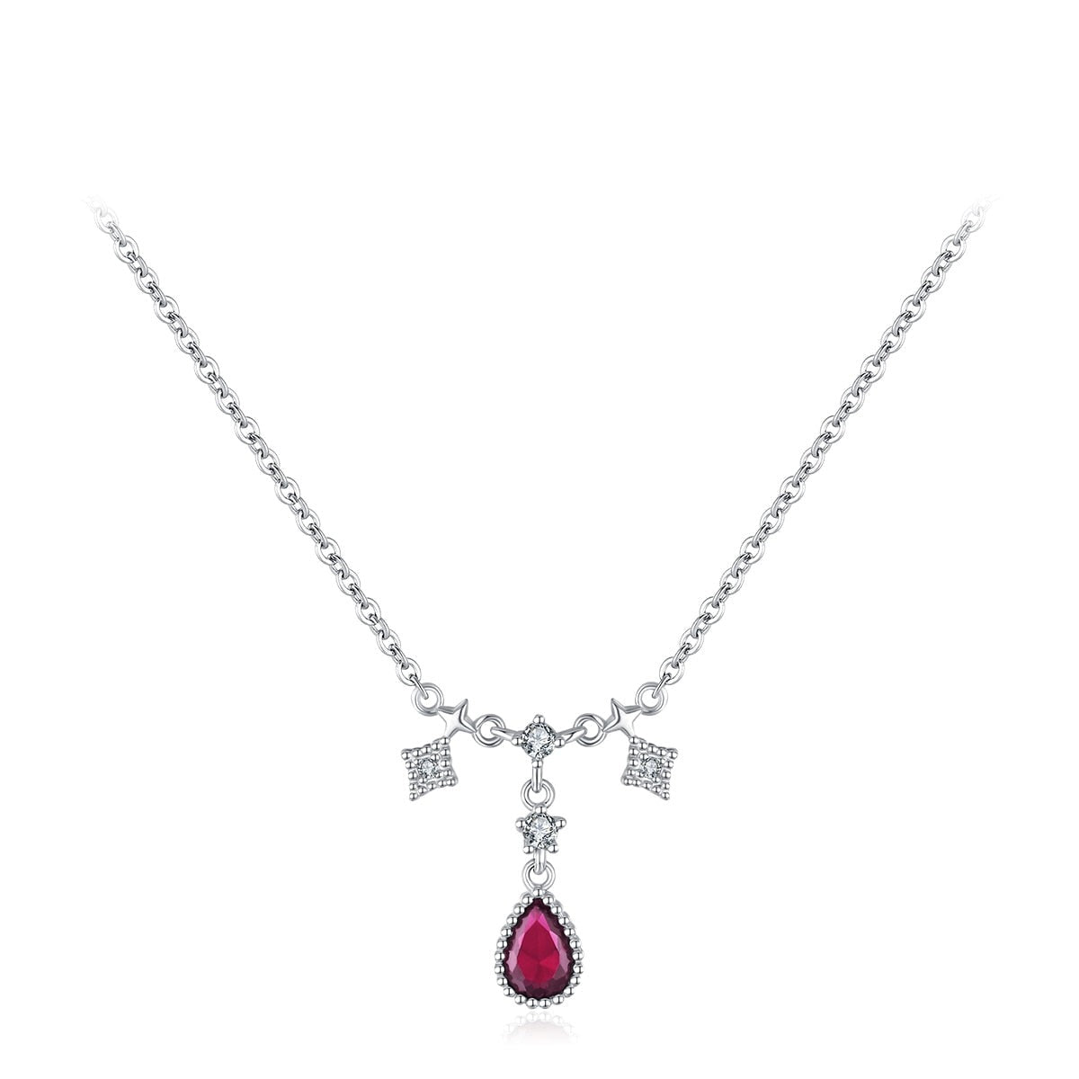 Colar de Prata com Pingente Colorido e Zircônias