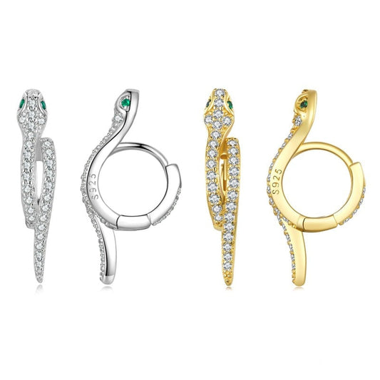 Brinco de Prata Serpente com Zircônias